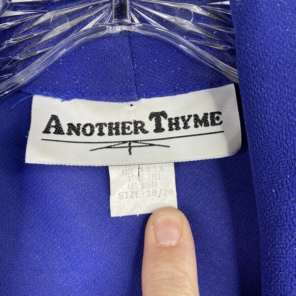 Vtg Another Thyme Cardigan Jacket Womens 18/20 Blue Glittery Semi Sheer USA Made - Picture 6 of 10